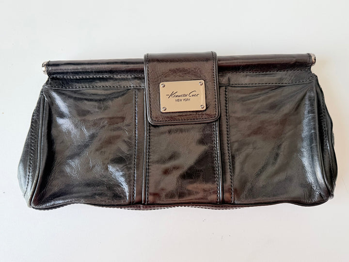 Kenneth Cole Black Shiney Leather Clutch