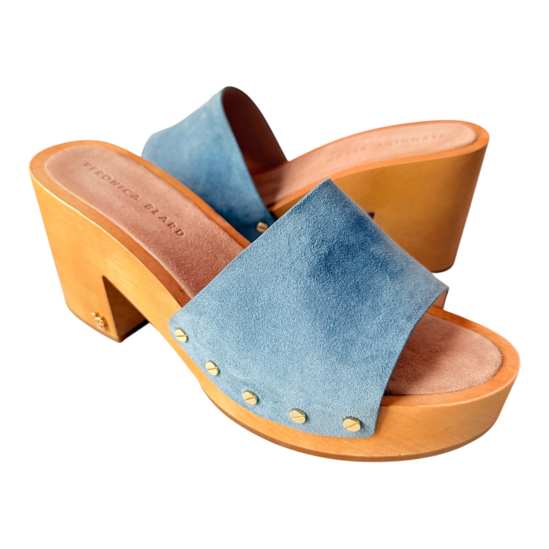 Veronica Bears Hannalee Slides/Clogs In Baby Blue Suede Size 10