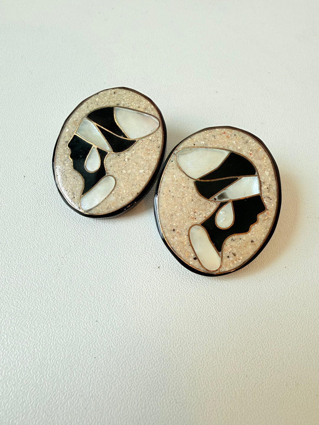 Vintage Lee Sands Handmade Art Deco Pierced Earrings