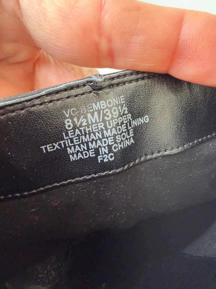 Vince Camuto Bembonie Stacked Leather Heel Bootie In Black Size 8.5 Women’s