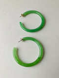 Light Green Resin Hoop Pierced Earrings
