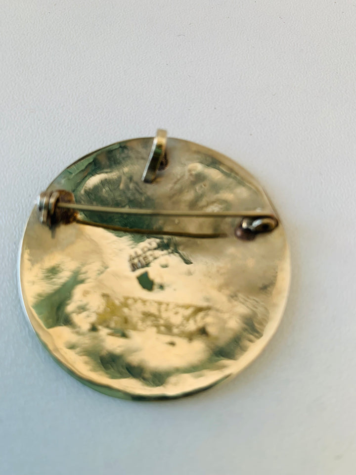 Vintage Aztec Insipred Sterling Silver Brooch