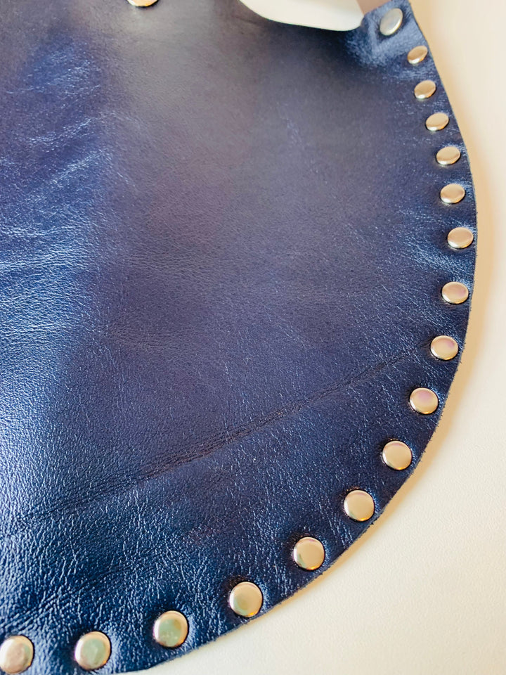Blue & White Leather Studded Handbag
