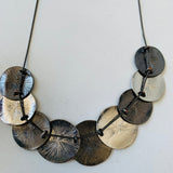 Erica Lyons Pewter And Silver-tone Textured  Disk Necklace