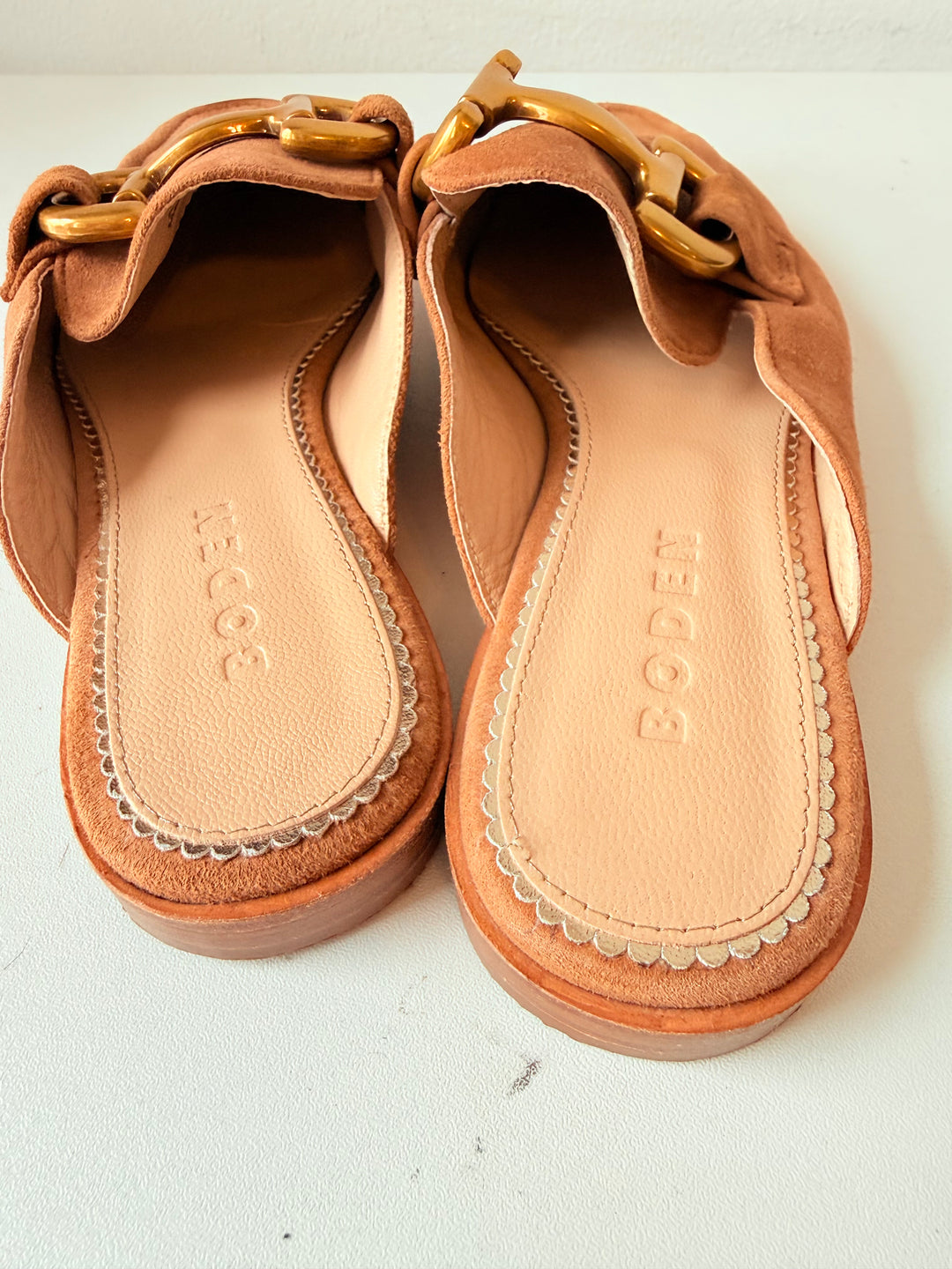 Boden Iris Snaffle Tan Suede Mule Loafers Size 36