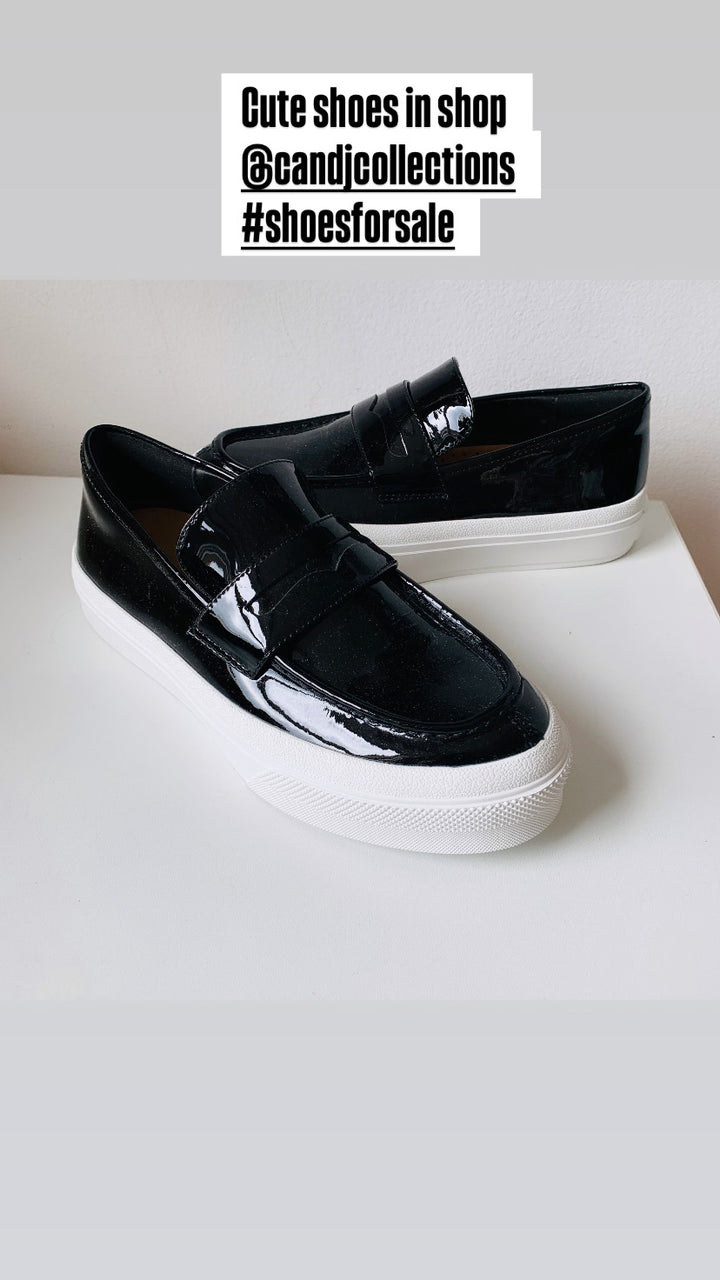 J/Slides GiGi Black Patent Leather Slip Ons Size 7 New in box