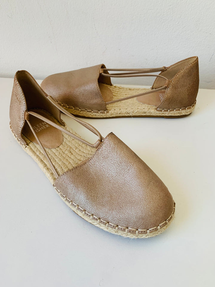Eileen Fisher Gold Metallic Espadrilles Women’s Size 7.5