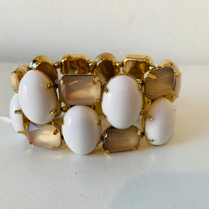 White and Champagne Stretch Bracelet