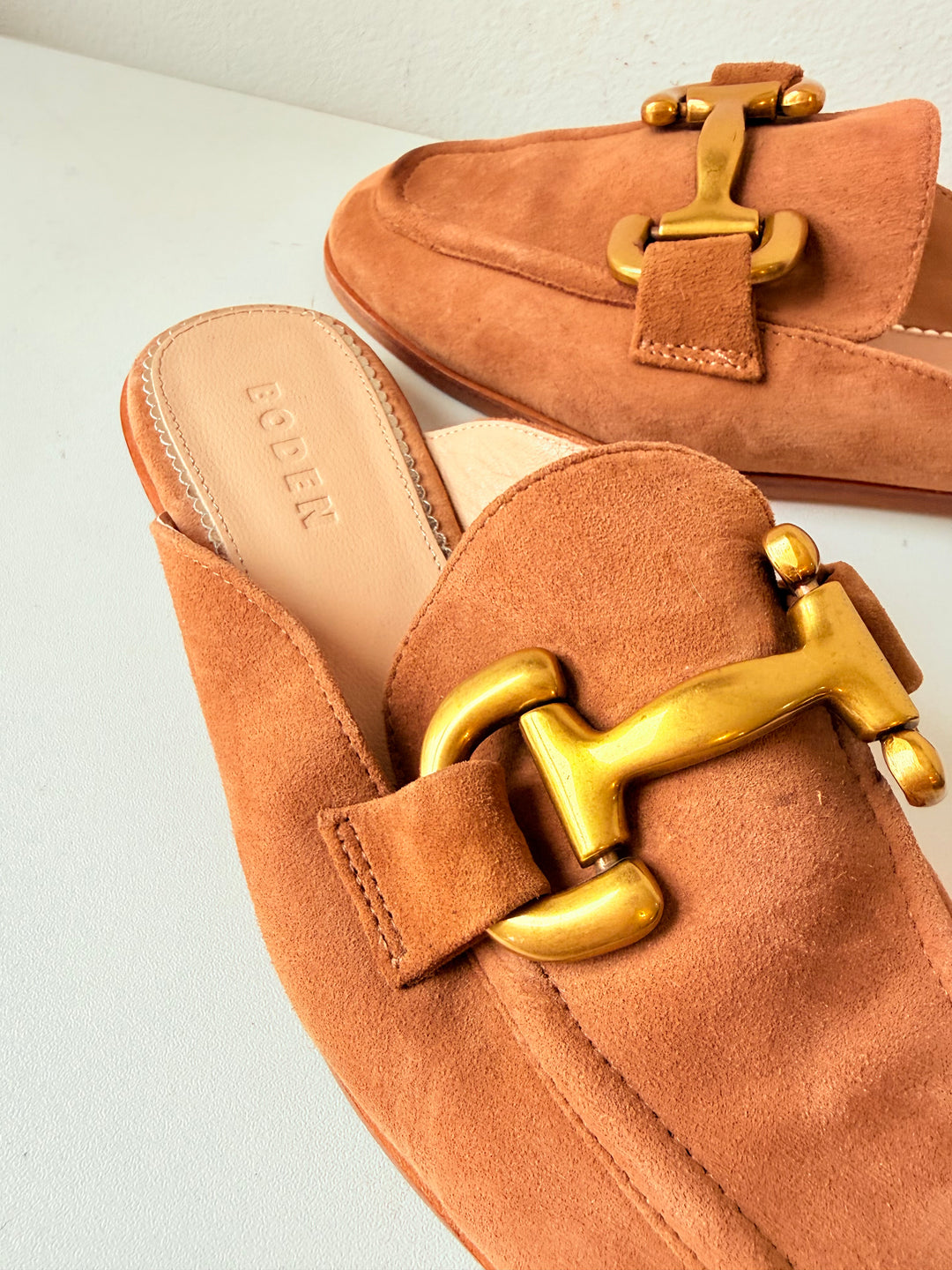 Boden Iris Snaffle Tan Suede Mule Loafers Size 36