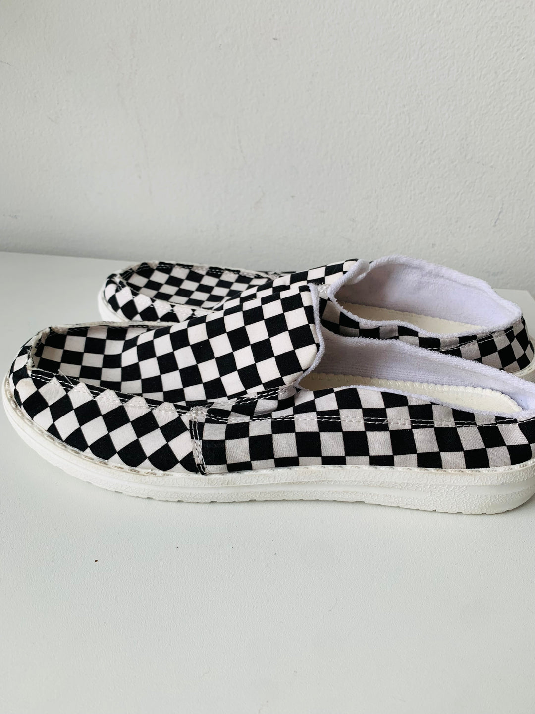 Checkered Black and White Slip Ons Size 41 New
