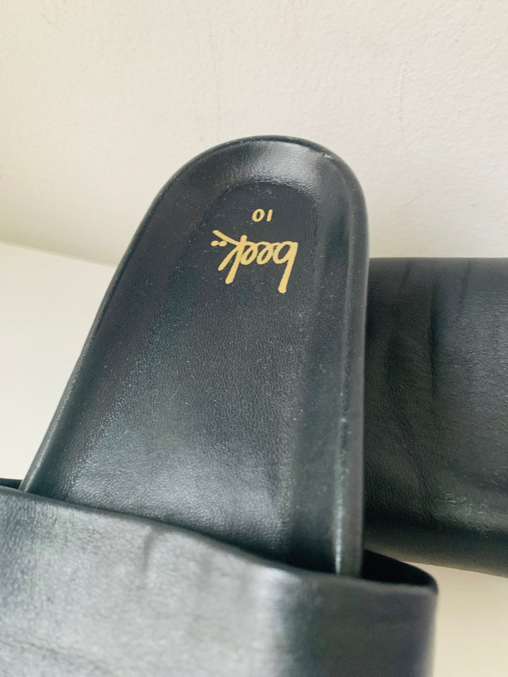 Beek Black Leather Slide on Sandals Size 10