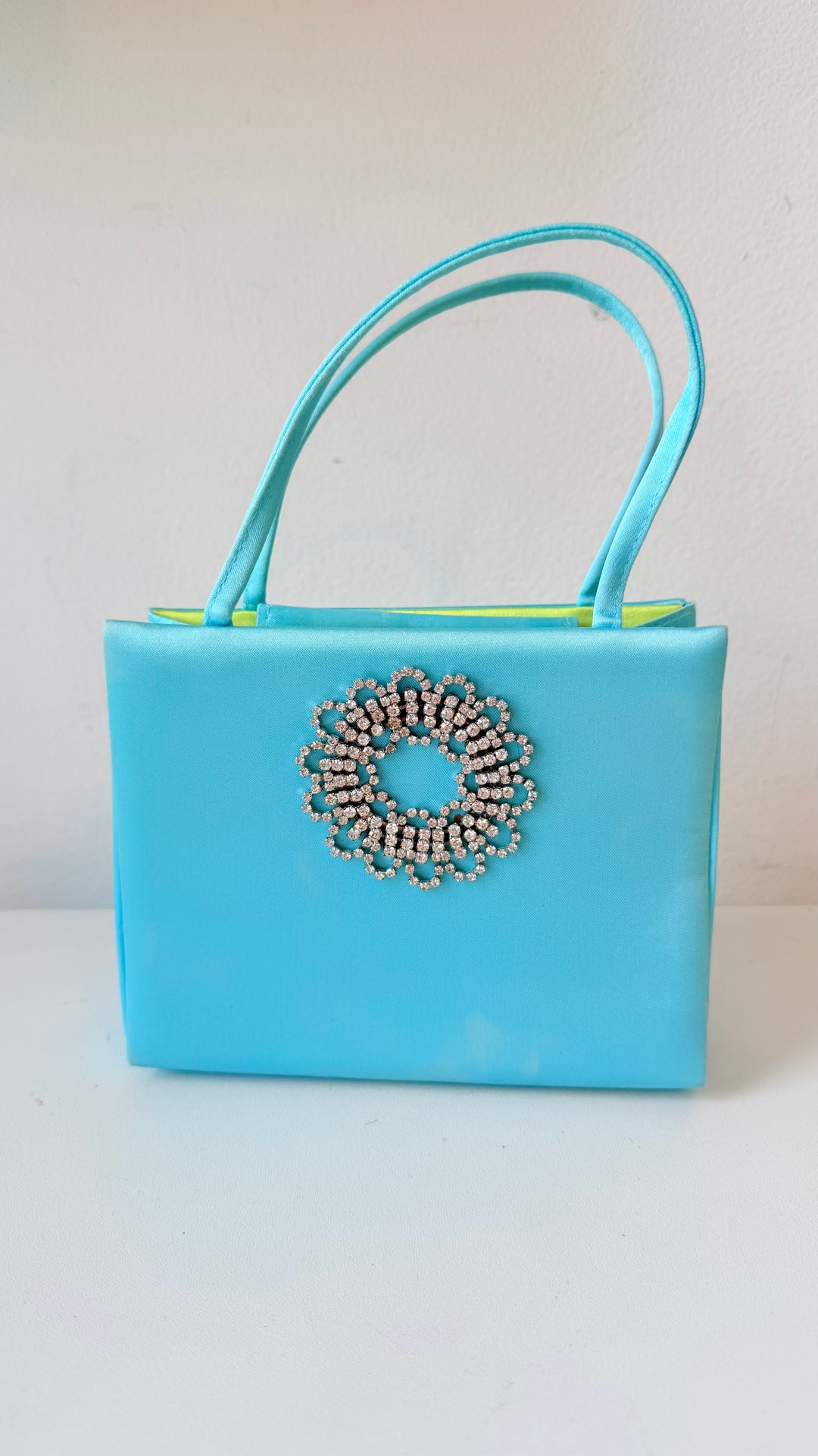 Indeed Aqua Blue Satin Evening Bag