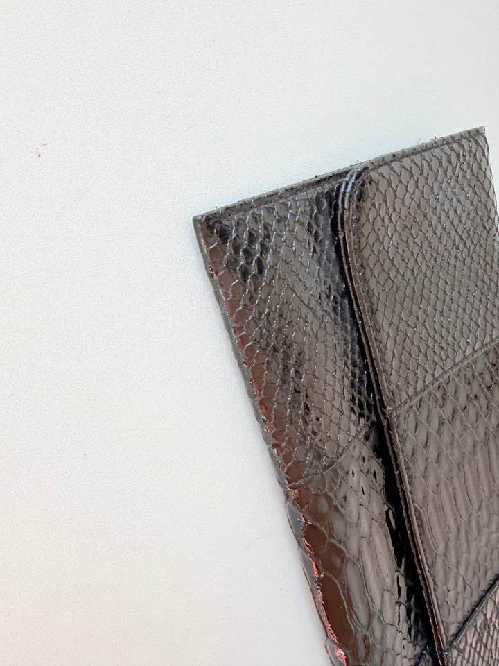 Urban Expressions Patent Croc Embossed Fold Over Clutch