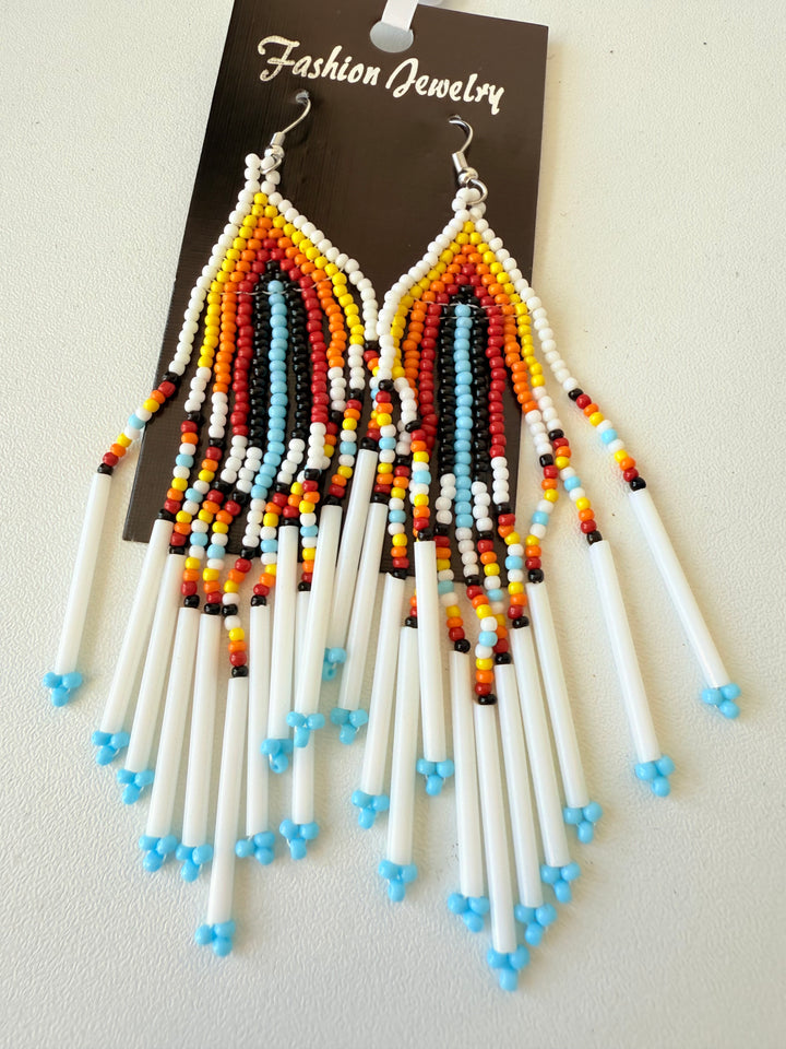 Beaded Fringe Pierced Earrings