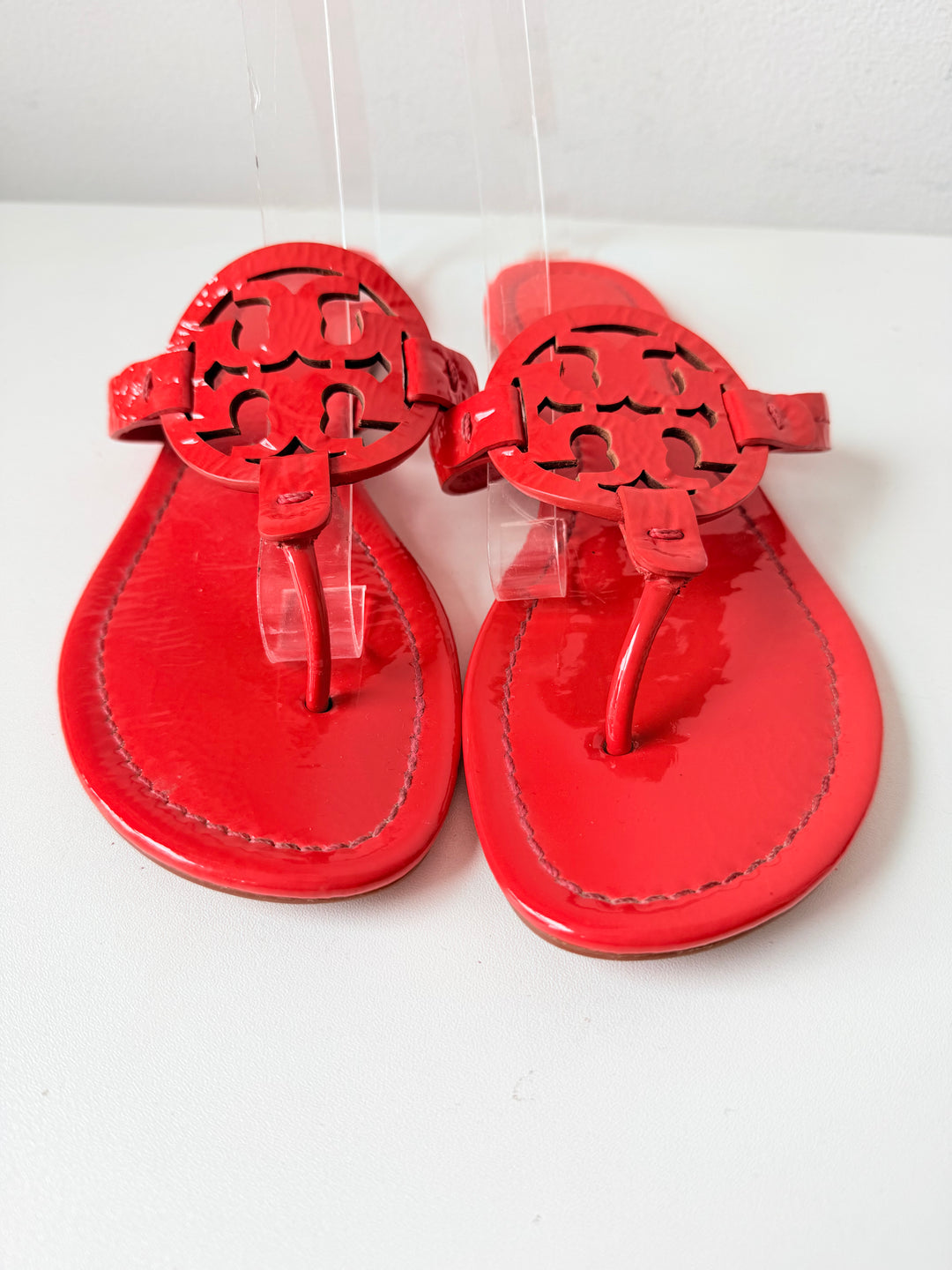 Tory Burch Miller Patent Sandal In Red Size 8.5