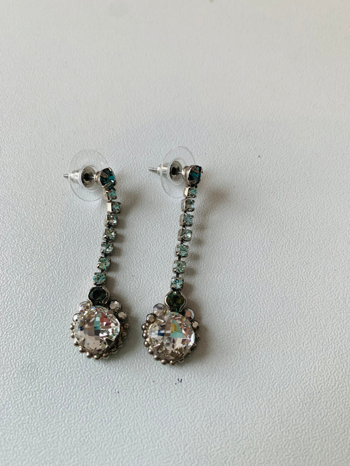 Sorrelli Pale Blue And Clear Crystal Evening Drop Pierced Earrings