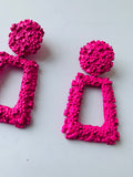 Vintage Hot Pink Textured Dangle Earrings By KelMall