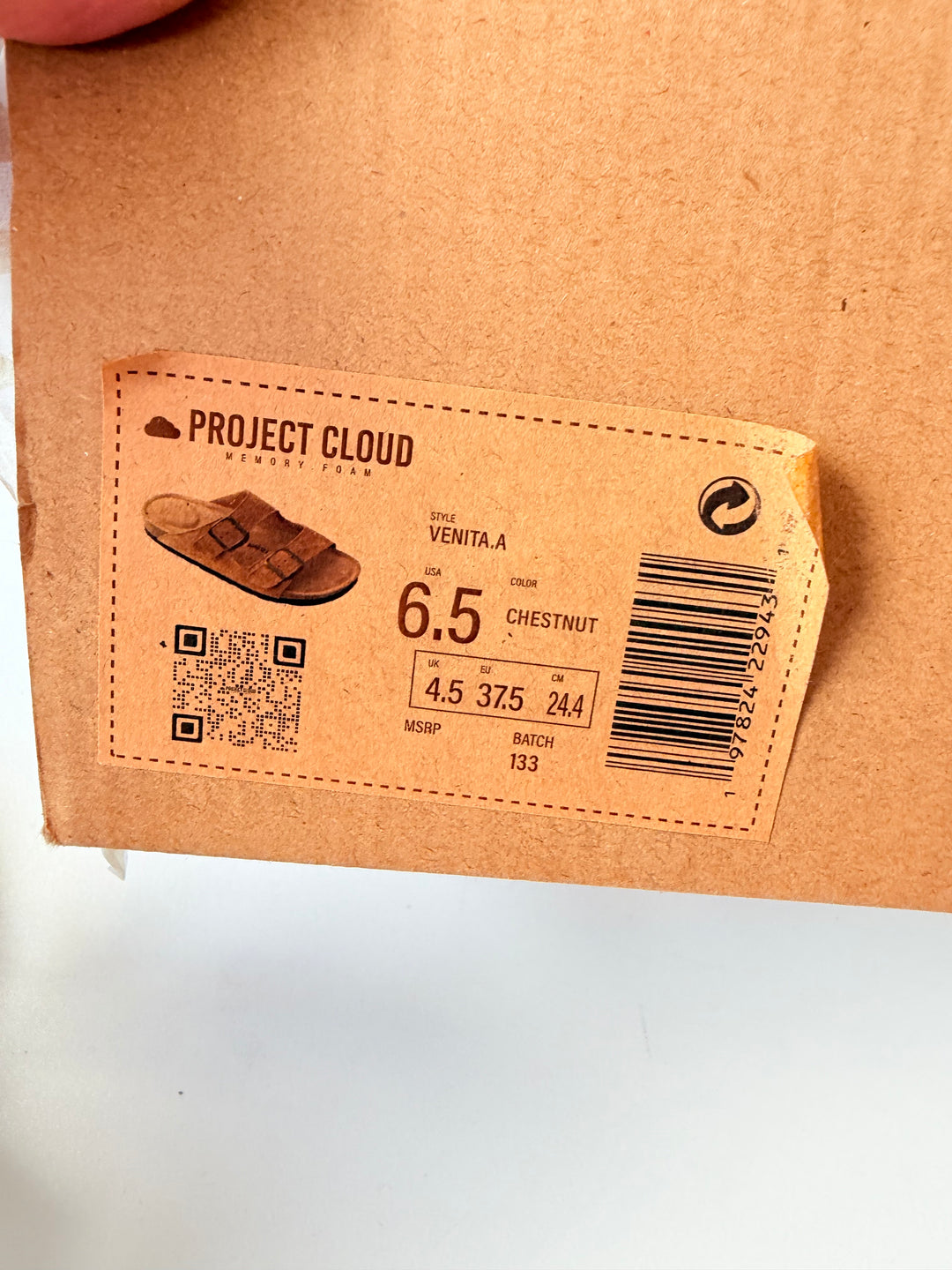 Project Cloud Venita In Chestnut Leather Womens Flat Sandals Size 6.5