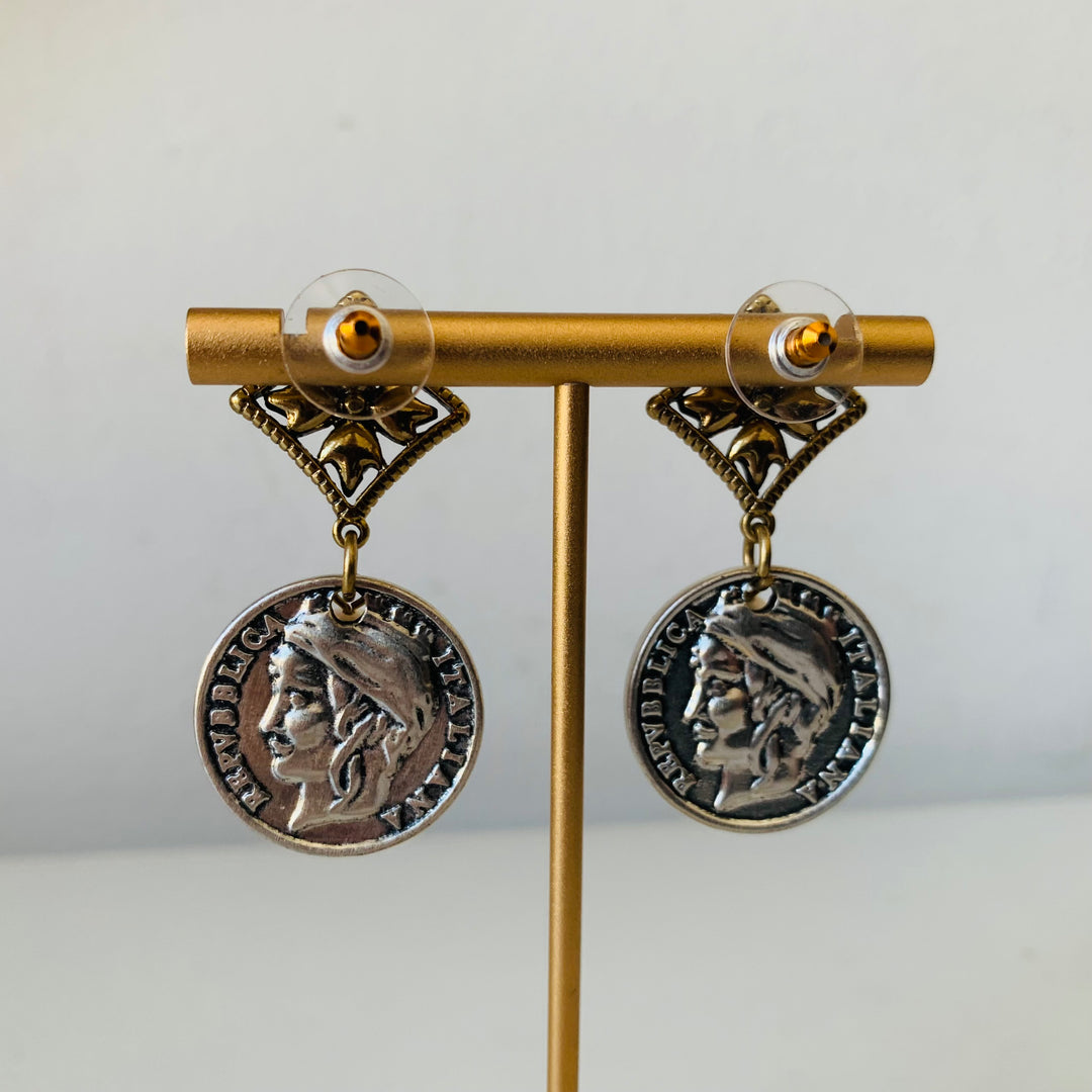 Patricia Nash Coin & Pearl Pierced Earrings