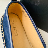 Talbots Indigo Blue Izzy Toe Cap Suede Espadrille Size 8.5 New In Box