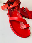 Tamara Mellon X D’ Ascoli Oasis Sandal Leather & Silk Ankle Wrap In Red Size 40.5 NEW (US 10-10/12) Women’s