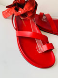 Tamara Mellon X D’ Ascoli Oasis Sandal Leather & Silk Ankle Wrap In Red Size 40.5 NEW (US 10-10/12) Women’s