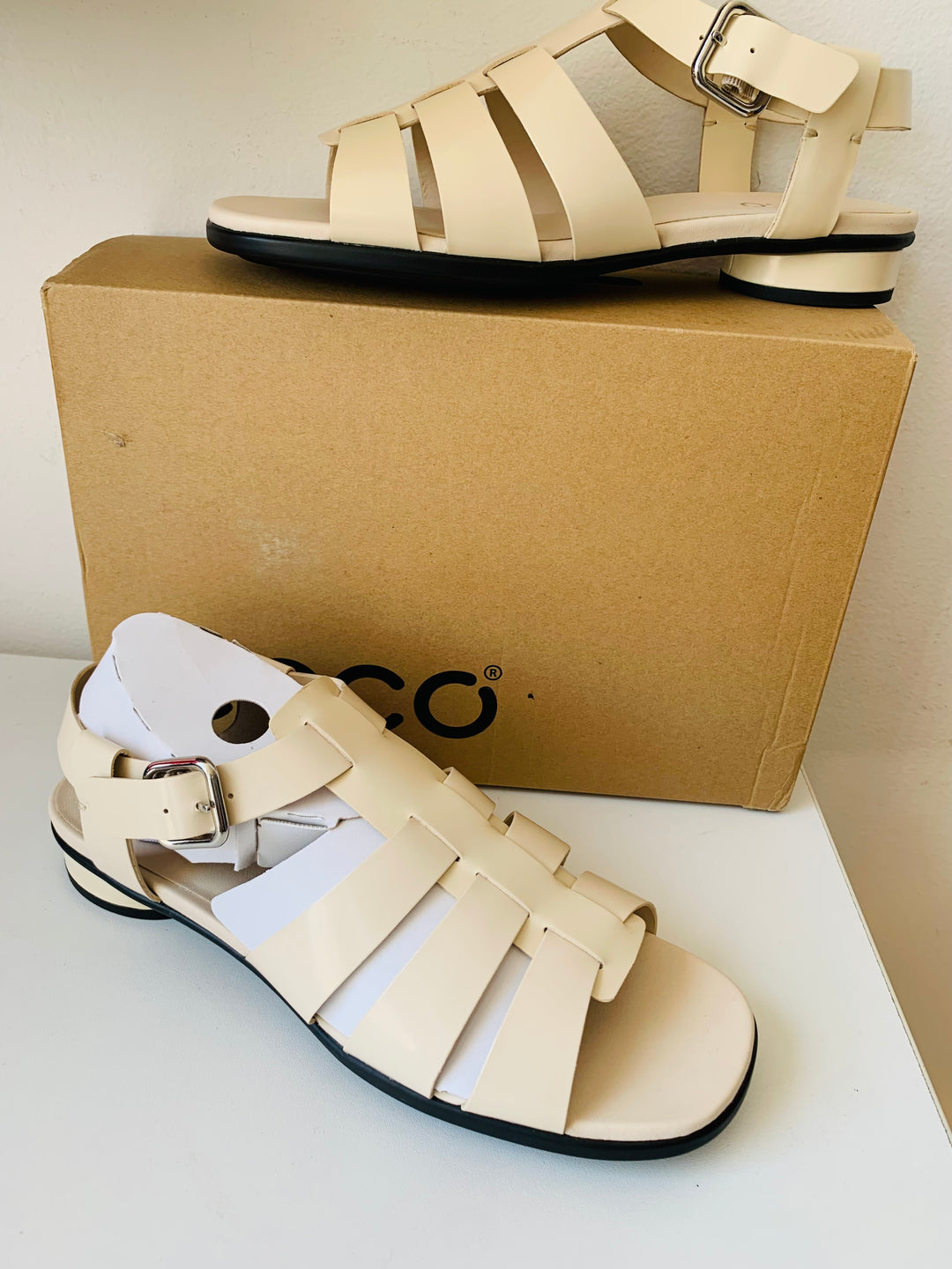 Ecco Sculpted Alba 25 Off White Sandal Size 41 (US 10-10.5) New In Box