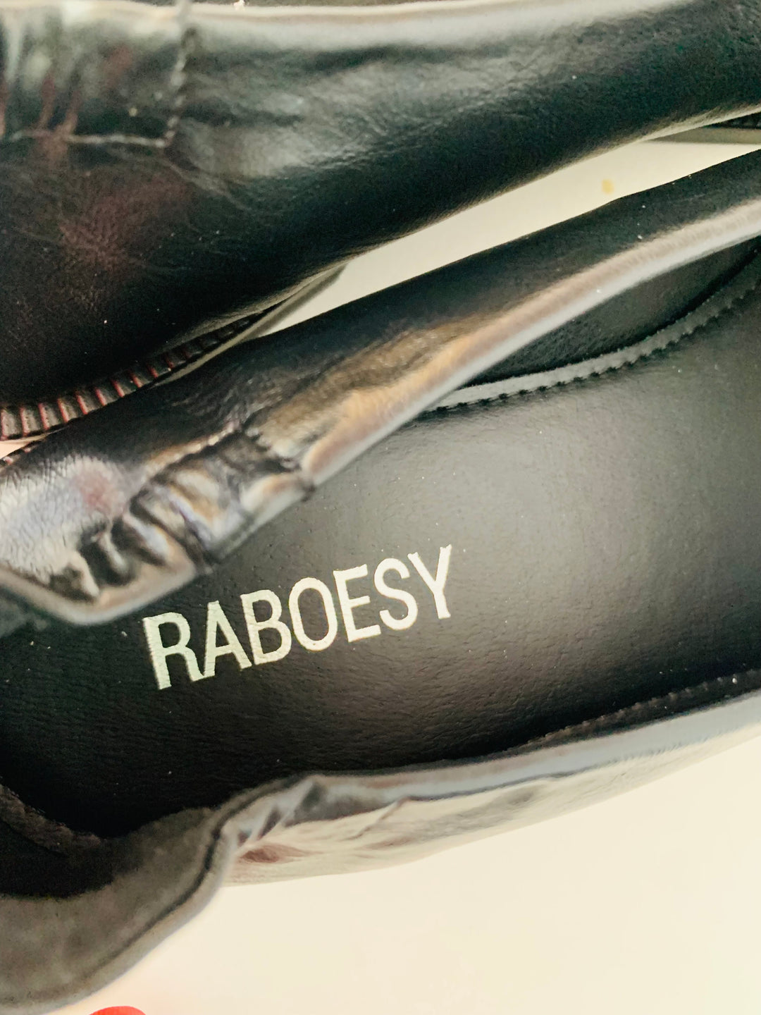 Rabeosy Black Leather Slip On Flats Size 9