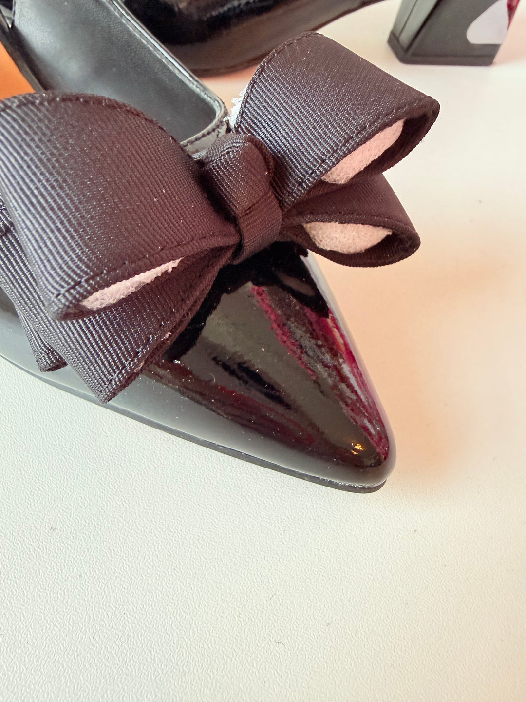 J Rene’e Kimma Black Patent Slingback Pumps Size 7W