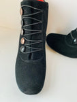 Pas De Rouge Black Suede Button Detail Granny Boots Size 37