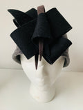 Handmade Wool Hat in Grey Black and Brown