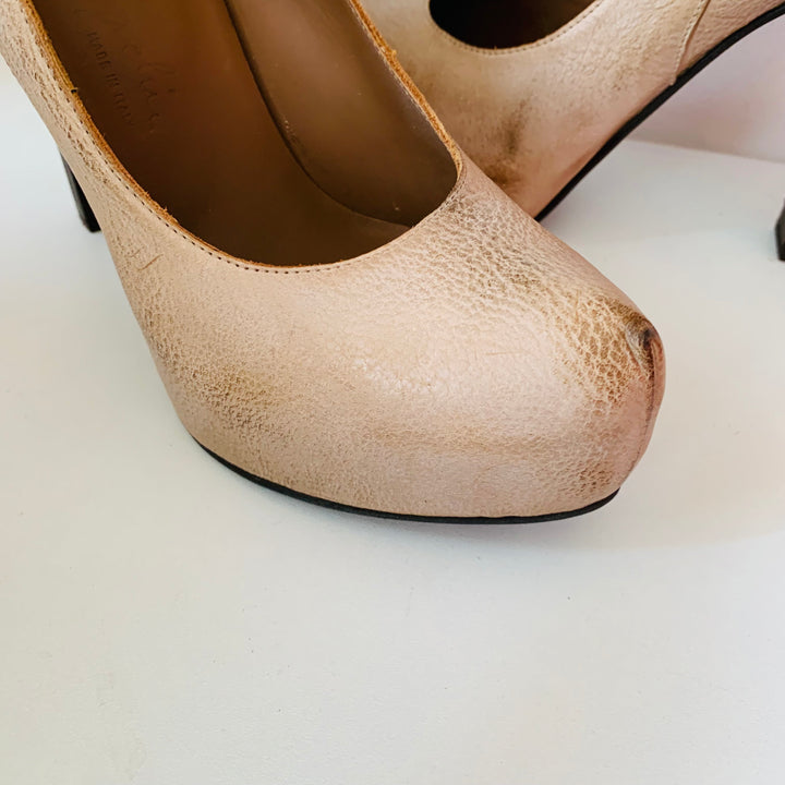Henry Beguelin Distressed Dune Reema Leather Pump Size 37.5