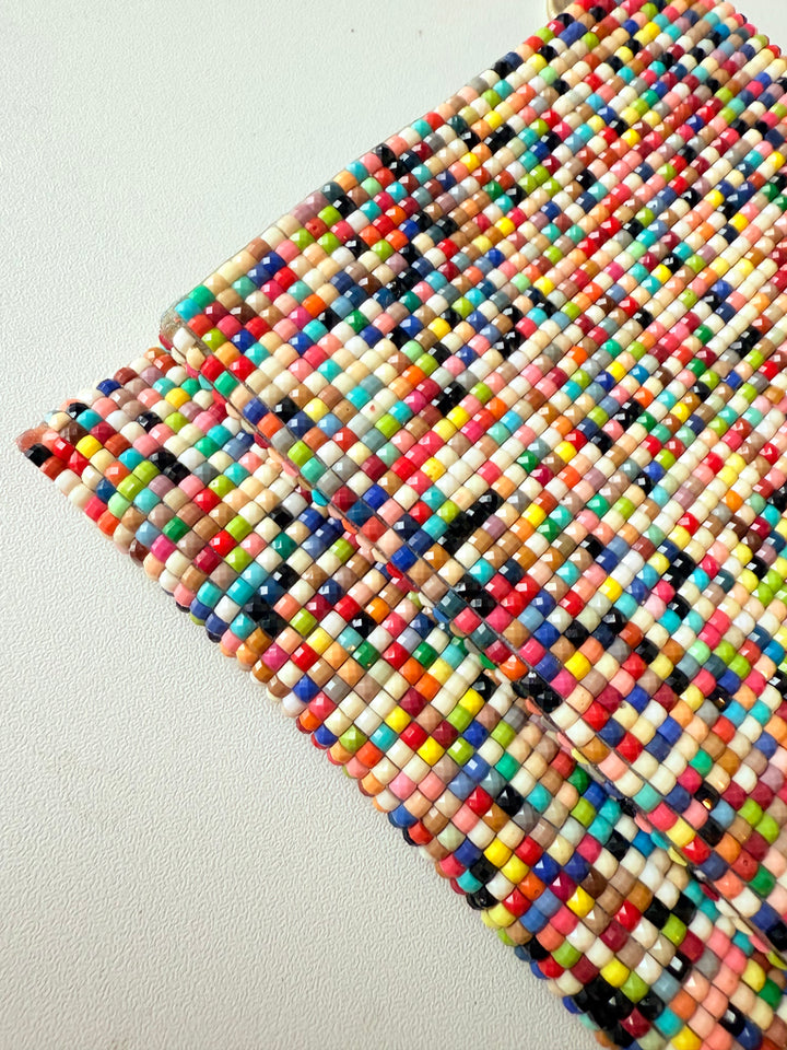 Sondra Roberts Rainbow Beaded Folded Clutch Handbag