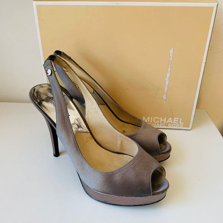 Michael Kors Platform Peep Toe Pump The York Sling Size 7.5
