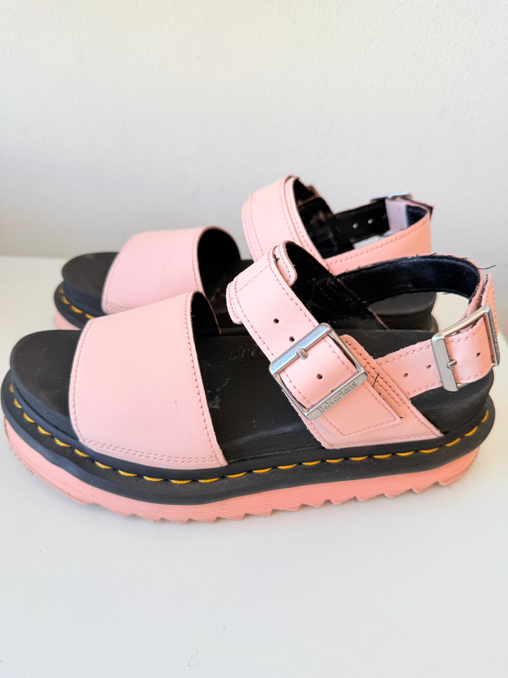 Doc Martens Voss Air Wear Hydro Leather Sandals In Pink Size 6