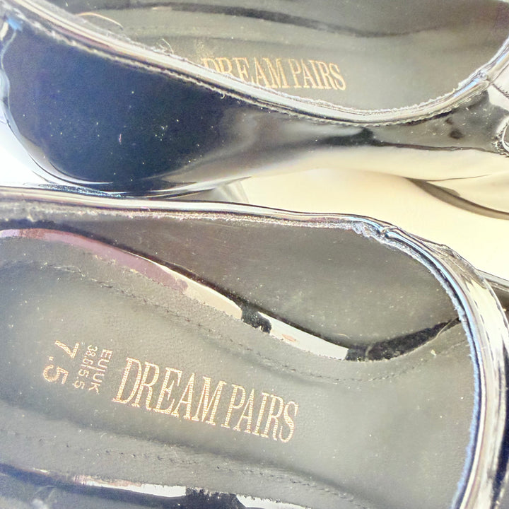 Dream Pairs Black Patent Chunky Heel Mary Jane Pumps Size 7.5