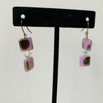 Purple Stone Drop Pierced Earrings