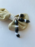 Tan Leather and Bead Barrette