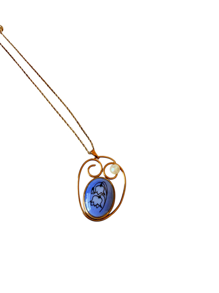Copenhagen EG Blue Floral & Pearl Necklace