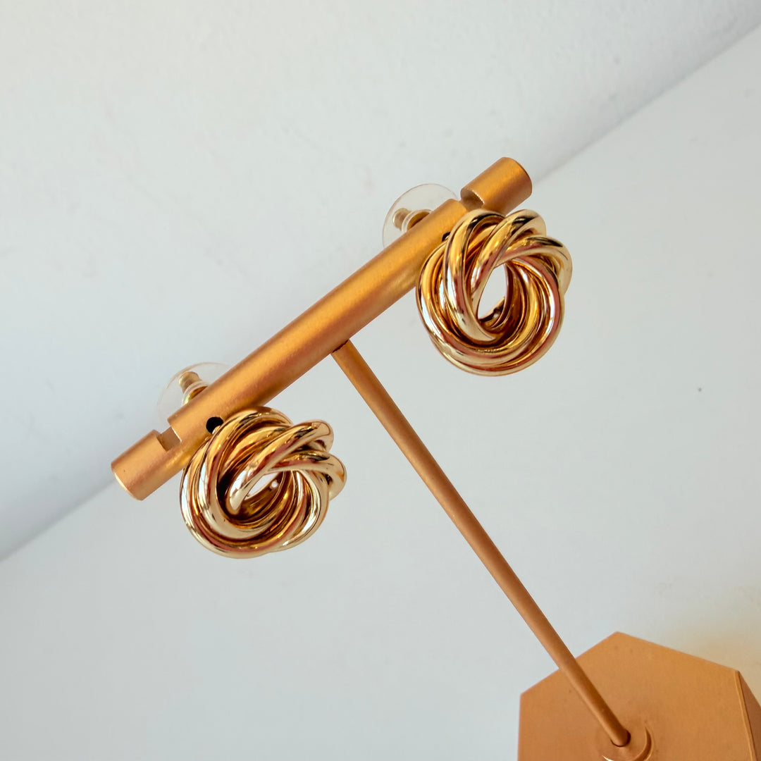 Retro Goldtone Knot Pierced Earrings