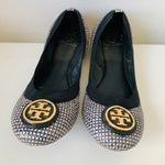 Tory Burch Caroline 2 -Black White Tidal Grid Ballet Flat Size 7