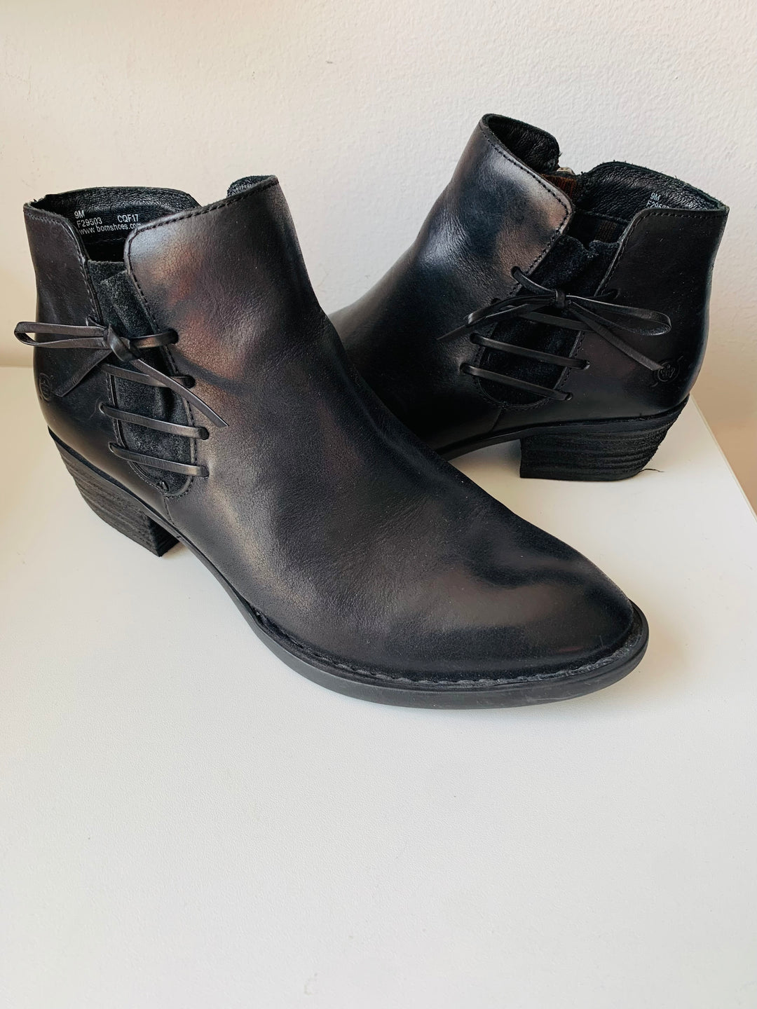 Born Bowlen Black Leather Ankle Bootie Size 9