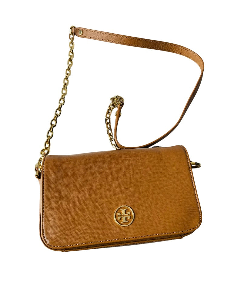 Tory Burch Brown Saffiano Leather Crossbody Handbag