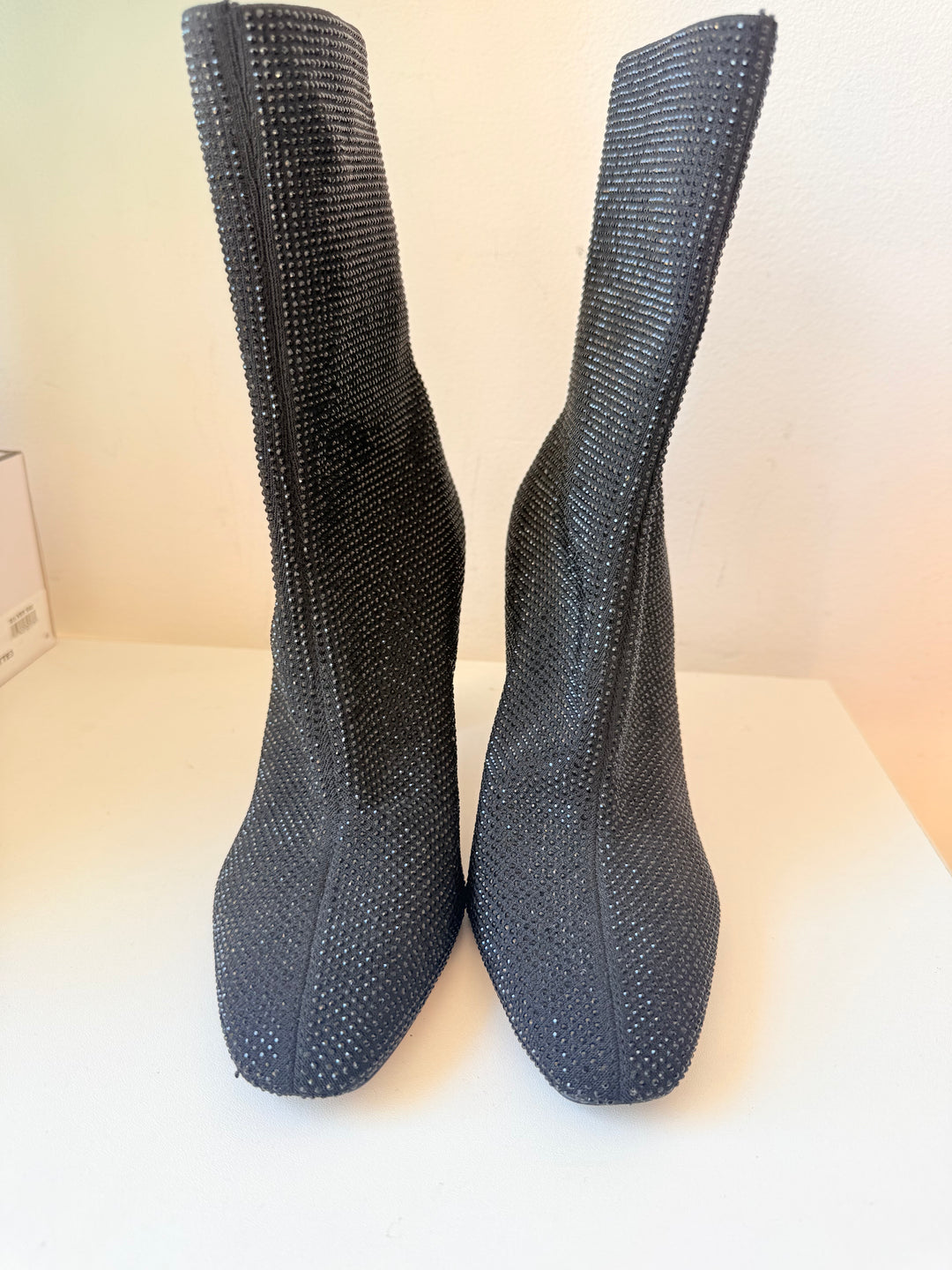 Aldo Black Faelora Rhinestone Ankle Sock Boots Size 8