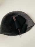 Handmade Wool Hat in Grey Black and Brown