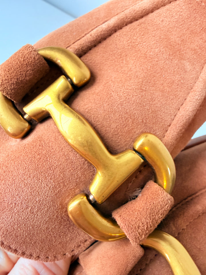 Boden Iris Snaffle Tan Suede Mule Loafers Size 36