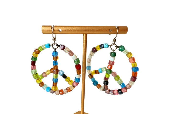 Peace Mulit Colored Bead Pierced Earrings