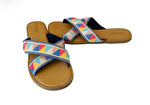 Tom’s Women’s Viv Crisscross Multi Color Flat Slide Sandals Size 9 New