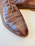 Cole Haan Grand Series Classic Brown Leather Lace Up Croc Embossed Women’s Oxford Shoes Size 9