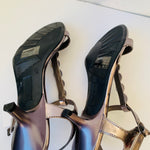Fioni Night Pewter Metallic Jeweled Kara Evening Sandals Size 6